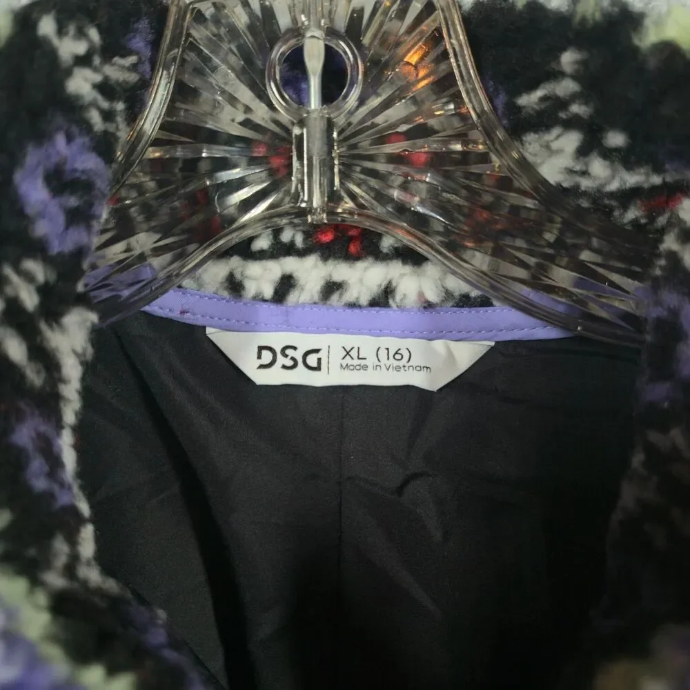 DSG Girls' Cozy Fleece multicolor Full Zip Jacket NWT EXTRA LARGE 16
